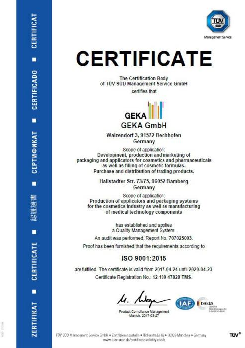 ISO 9001:2015 - GEKA